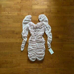 NWT For Love and Lemons All That Glitters Pink Long Sleeve Mini Dress XXS Blush